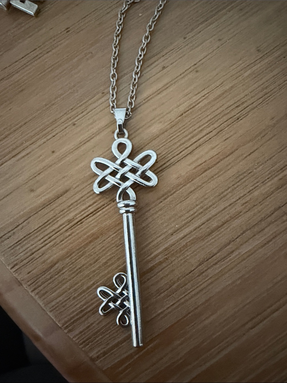 Silver Celtic Key Pendant Necklace - Silver